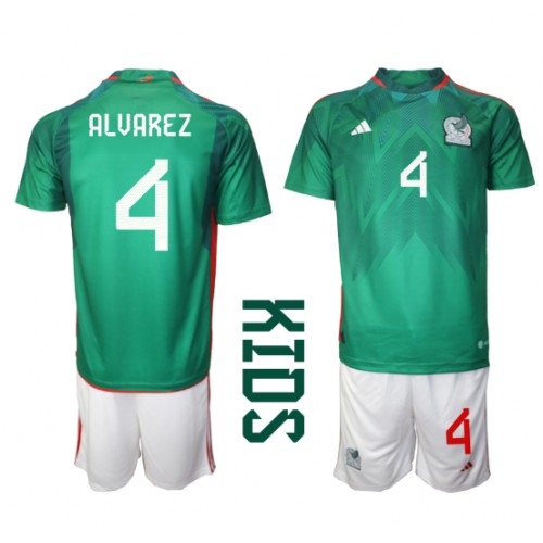 Fotballdrakt Barn Mexico Edson Alvarez #4 Hjemmedraktsett VM 2022 Kortermet (+ Korte bukser)